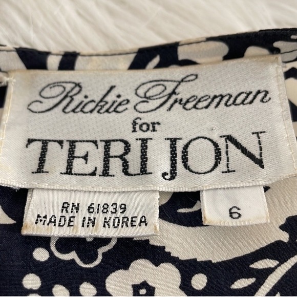 Teri Jon Rickie Freeman Blouse Top Vintage 90s Black White Silk Balletcore 6 - Picture 6 of 6
